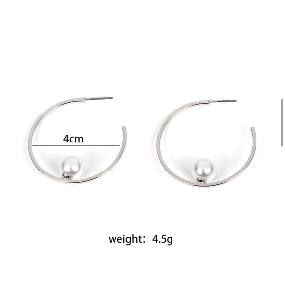 Faux Pearl Hoop Earrings - Picture 7 of 8